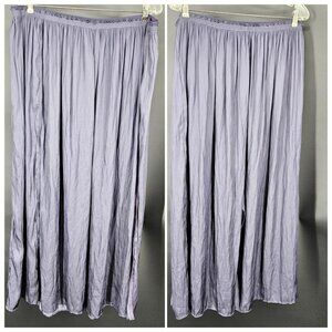 Nic Zoe Wide Leg Pants Palazzo Womens 1X Purple Gray Pleated Elastic Waist Flowy